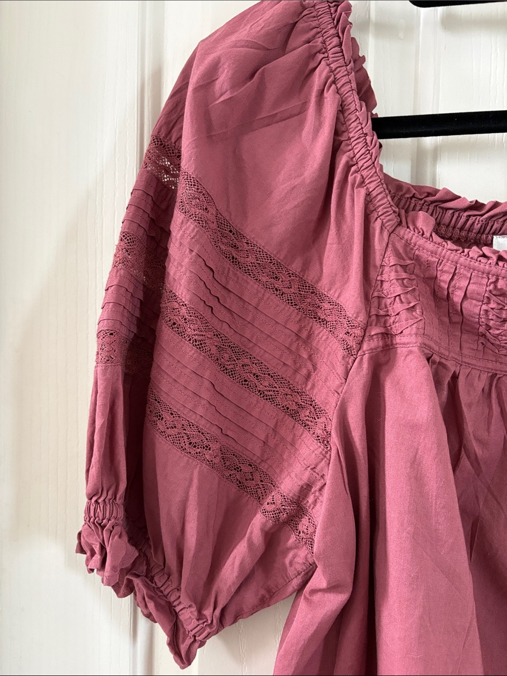 LOFT Dusty Rose Smocked Peasant Top - Picture 3 of 5